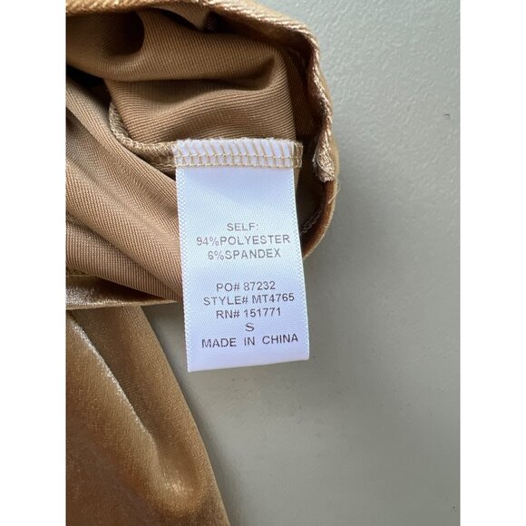 Le Lis Collection Velvet Ruched Tie Front Crop Top Size Small Long Sleeve Gold - Picture 4 of 7